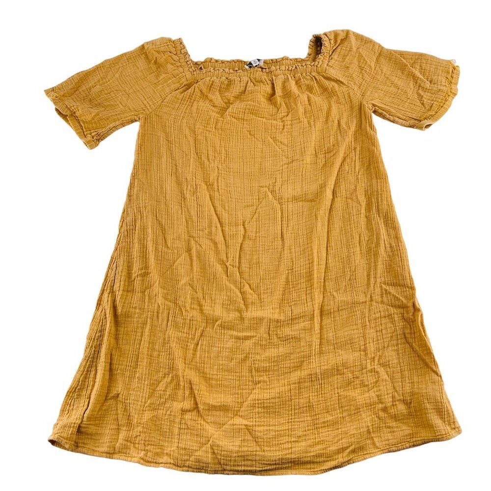 Womens Mustard Yellow Off-Shoulder Dress Medium By Wonderly 98% Cotton 2% Spande